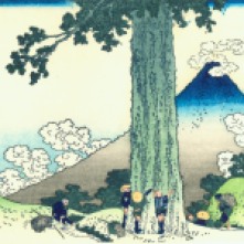 HOKUSAI, Katsushika, Col de Mishima dans la province de Kai, dans Trente-six vues du Mont Fuji,c. 1830, impression en couleur sur bois. Musée Nation de Tokyo. Licence libre Wikipedia.